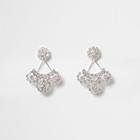 River Island Womens Silver Tone Diamante Triangle Drop Earrings