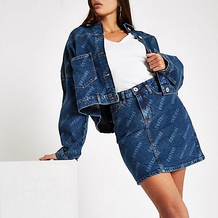 River Island Womens 'couture' Print Denim Mini Skirt