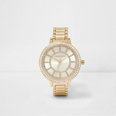 River Island Womens Rose Gold Tone Mesh Strap Round Watch
