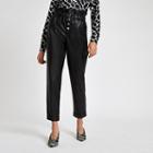 River Island Womens Faux Leather Paperbag Button Trousers