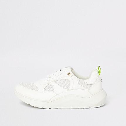 River Island Womens White Lace-up Runner Trainers