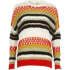 River Island Womens Multi Colour Stripe Mixed Knit Jumper
