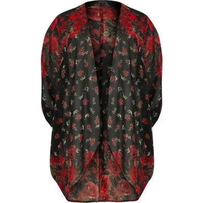 River Island Womens Plus Rose Print Batwing Kimono