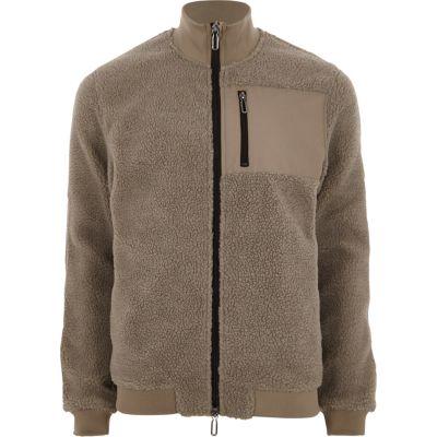 River Island Mens Only And Sons Teddy Fleece Zip-up Jacket