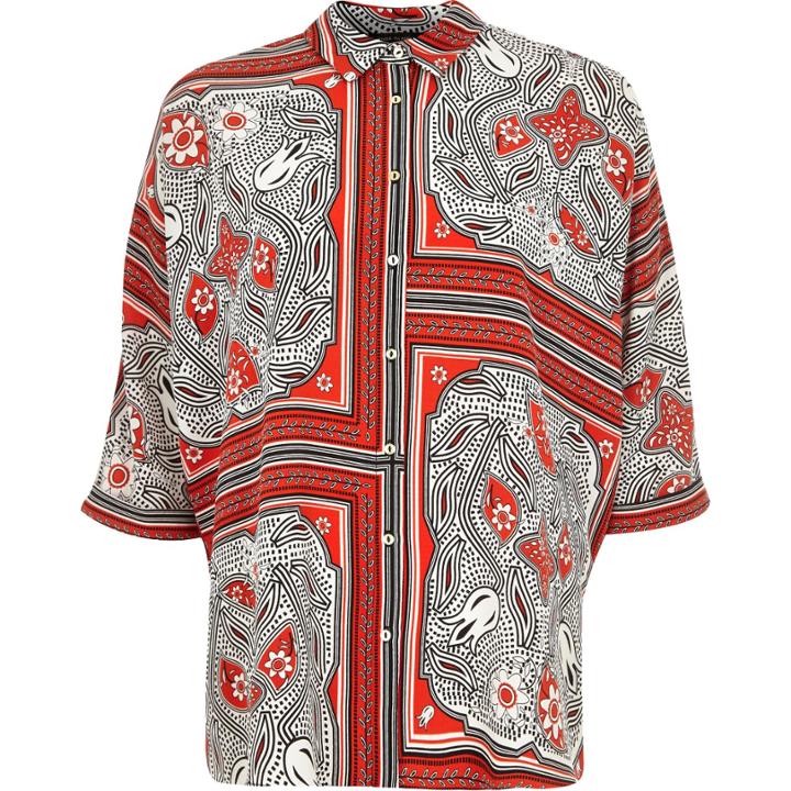 River Island Womens Print Tie Back Shirt