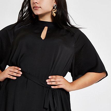 River Island Womens Plus High Neck Tie Waist Top