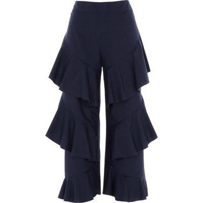 River Island Womens Tiered Frill Front Culottes