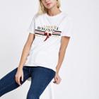River Island Womens White 'amour' Bow Detail T-shirt