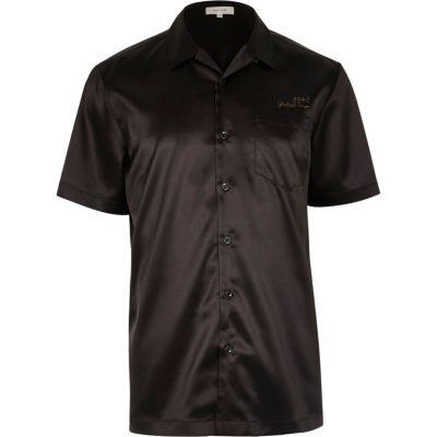River Island Mens Satin Eagle Back Short Sleeve Shirt