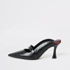 River Island Womens Croc Embossed Mule Flare Heel Sandal