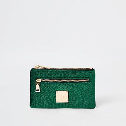 River Island Womens Velvet Embossed Mini Zip Pouch