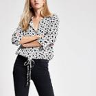 River Island Womens White Star Print Drawstring Shirt