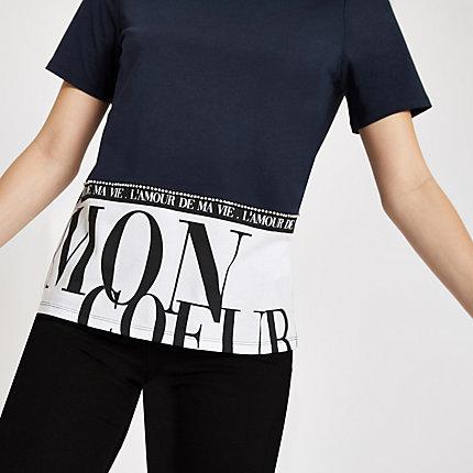 River Island Womens 'mon Coeur' Hem Print T-shirt