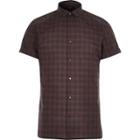 River Island Mens Check Popper Short Sleeve Slim Shirt