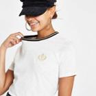 River Island Womens White Crest Embroidered Fitted T-shirt