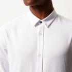 River Island Mens White Textured Slim Fit Shirt