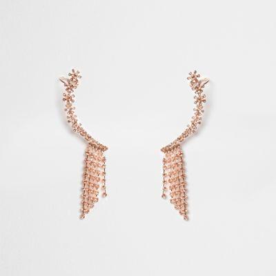 River Island Womens Rose Gold Tone Rhinestone Ear Cuff
