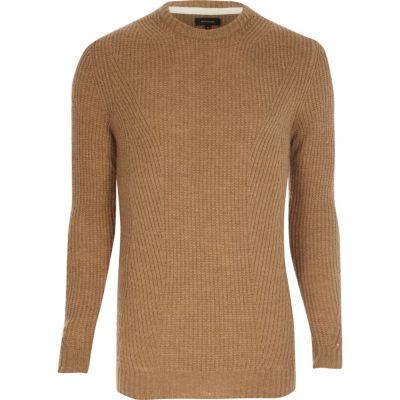 River Island Menslight Ribbed Crew Neck Sweater
