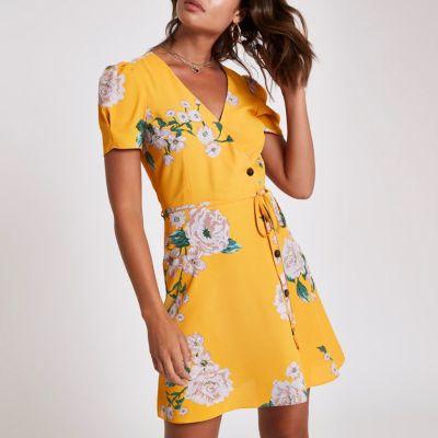 River Island Womens Floral Button Down Mini Dress