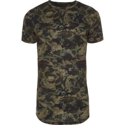 River Island Mens Camo Print Muscle Fit T-shirt