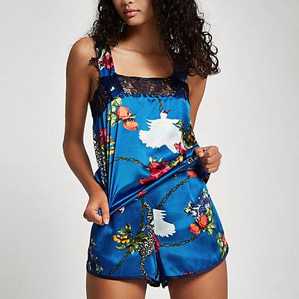 River Island Womens Chain Floral Print Pajama Shorts