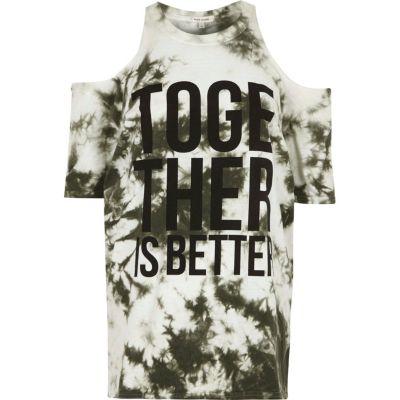 River Island Womens Tie Dye Cold Shoulder T-shirt