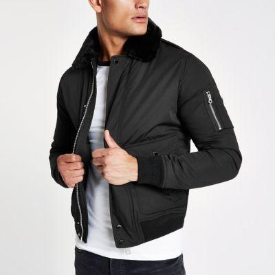 Mens Schott Faux Fur Collar Jacket