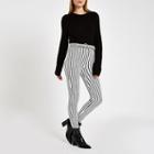 River Island Womens White Stripe D Ring Belted Leggings