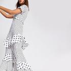 River Island Womens White And Spot Print Frill Maxi Dress