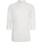 River Island Mens White Poplin Slim Fit Rolled Sleeve Shirt
