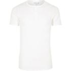 River Island Menswhite Grandad Collar T-shirt