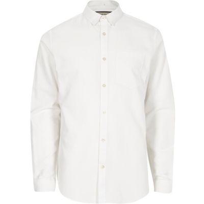 River Island Mens White Concealed Button-down Oxford Shirt