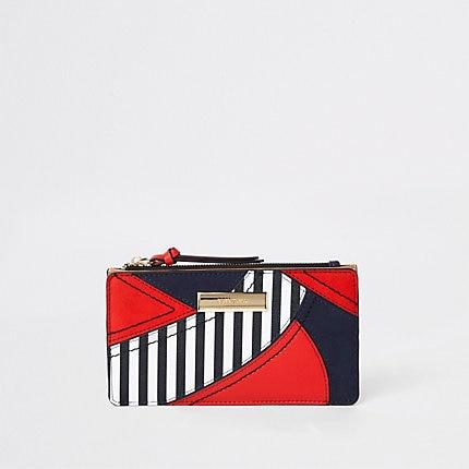 River Island Womens Stripe Cutabout Panel Slim Foldout Purse