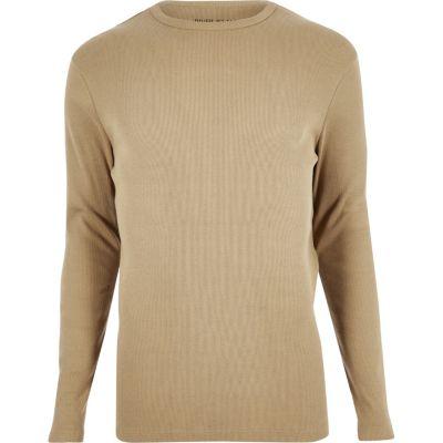 River Island Mens Ribbed Long Sleeve T-shirt