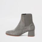 River Island Womens Suede Square Toe Block Heel Boots