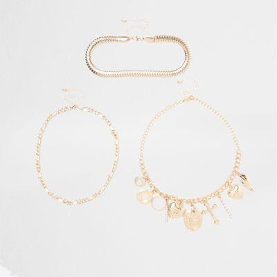River Island Womens Gold Tone Charm Layer Necklace Set