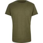 River Island Mensgreen Plain Pocket Short Sleeve T-shirt