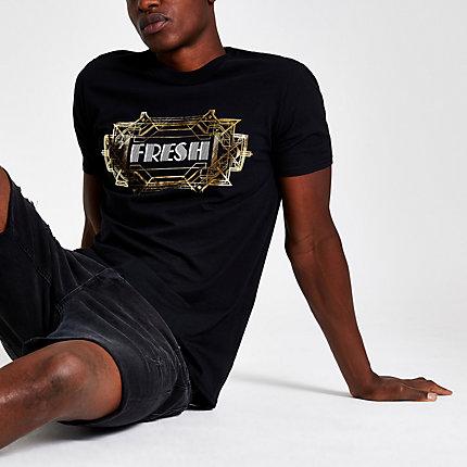 River Island Mens Foil Print T-shirt