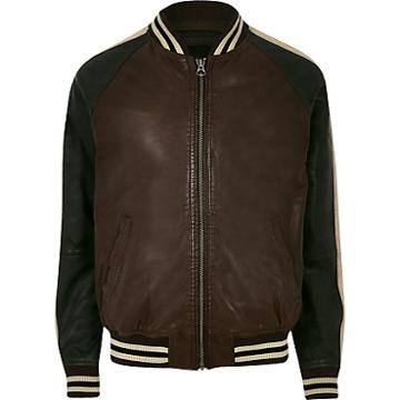 River Island Mens Pepe Jeans Leather Tipped Bomber Jacket