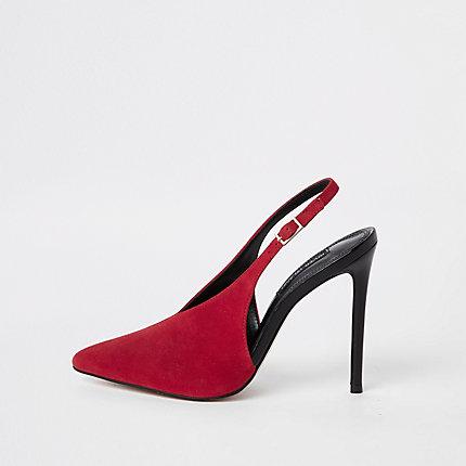 River Island Womens Leather V Sling Back Heels