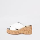 River Island Womens White Mule Wedge Sandals