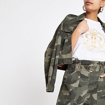 River Island Womens White Ri Crown Foil Print T-shirt