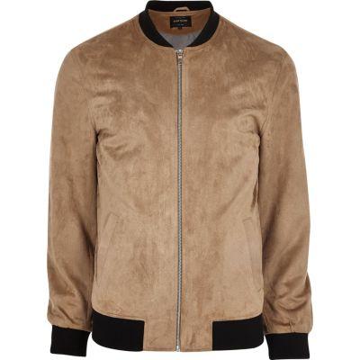 River Island Mens Big And Tall Faux Suede Bomber Jacket