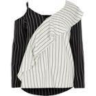 River Island Womens Stripe Frill One Shoulder Top