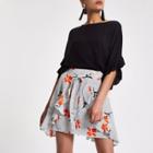 River Island Womens Floral Spot Wrap Tie Front Mini Skirt