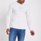 River Island Mens White Muscle Fit Long Sleeve T-shirt