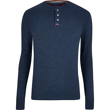 River Island Mens Superdry Long Sleeve Grandad T-shirt