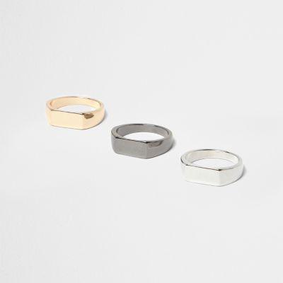 River Island Mens Gold And Silver Tone Rings Pack