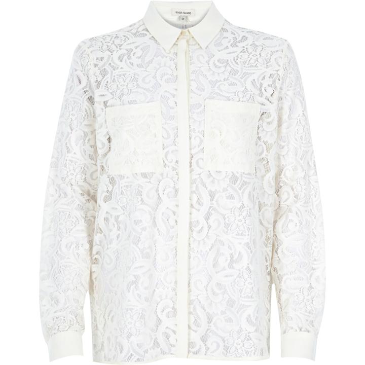 River Island Womens Lace Long Sleeve Shirt