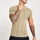 River Island Mens Zip Neck Muscle Fit Knitted T-shirt